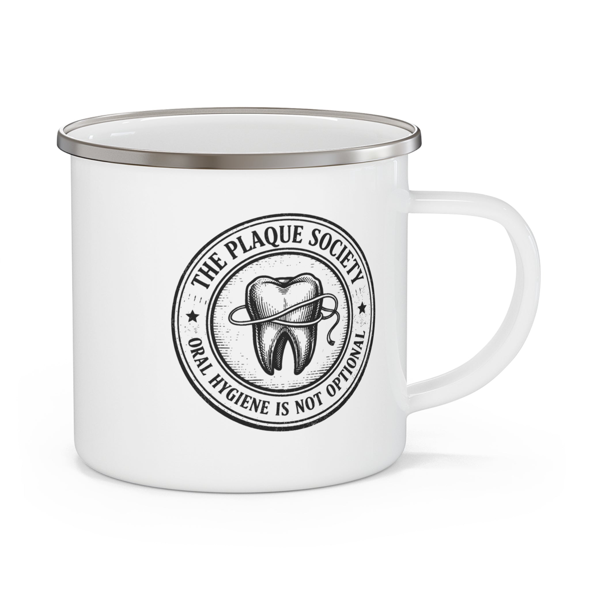 THE PLAQUE SOCIETY — Enamel mug