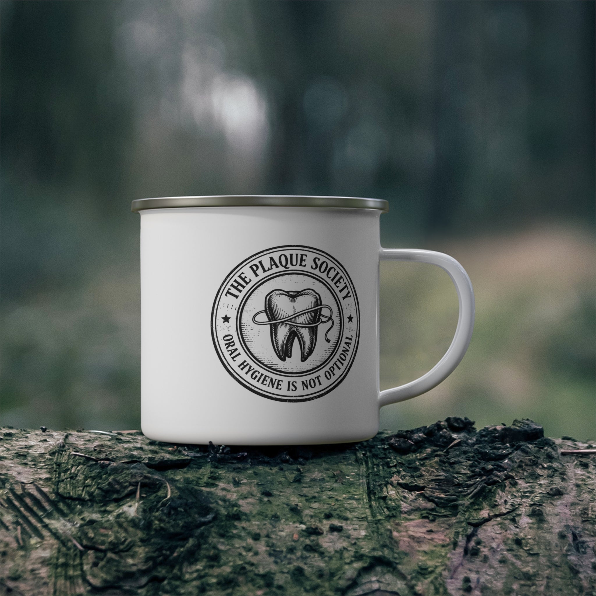 THE PLAQUE SOCIETY — Enamel mug