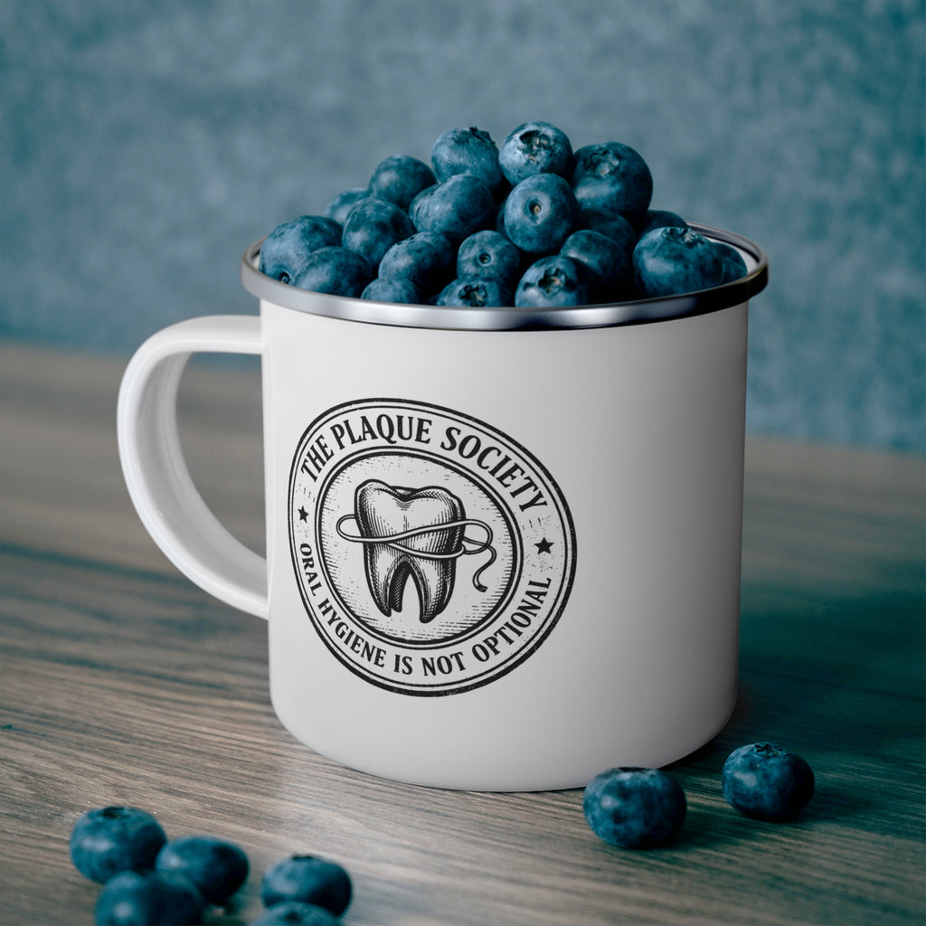 THE PLAQUE SOCIETY — Enamel mug