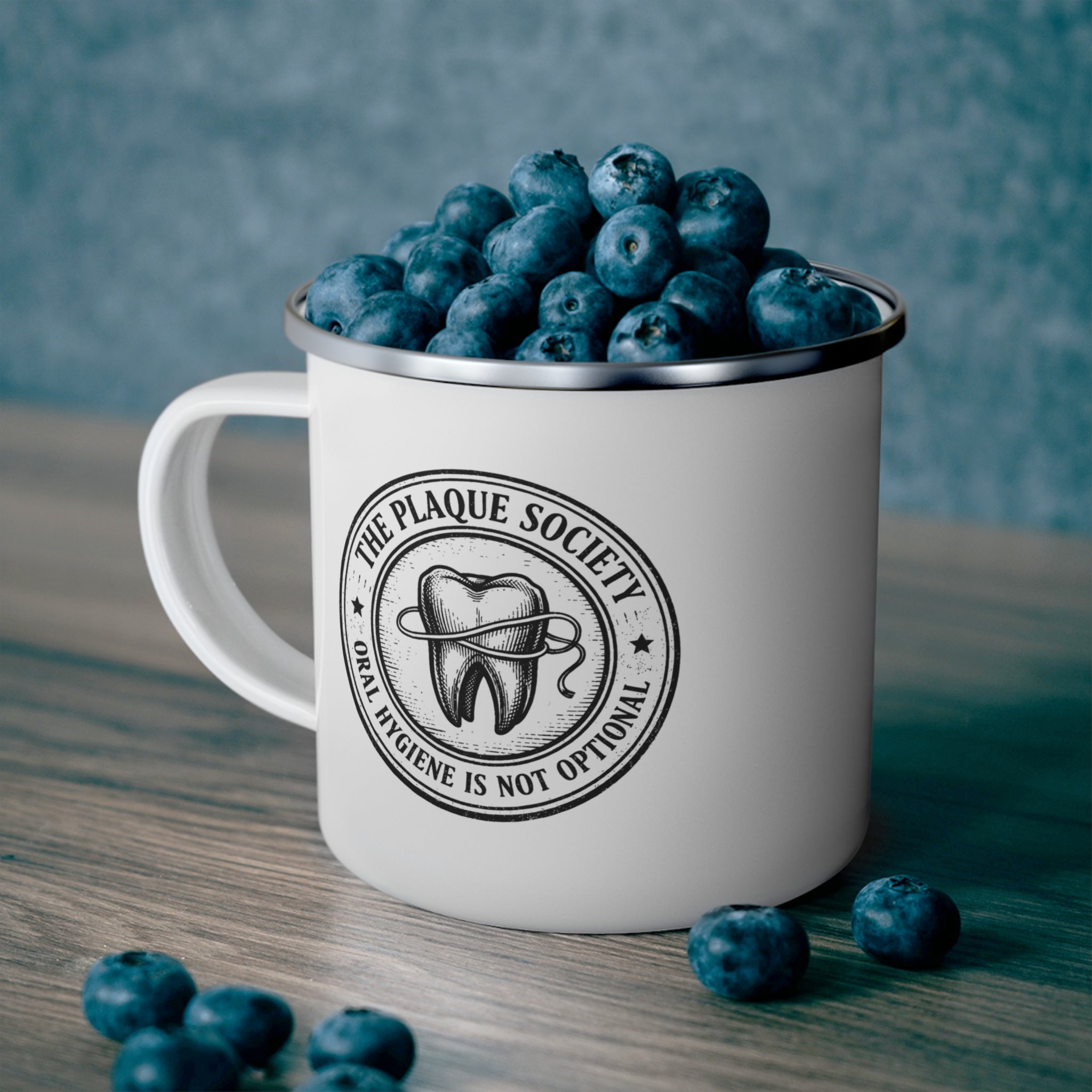 THE PLAQUE SOCIETY — Enamel mug